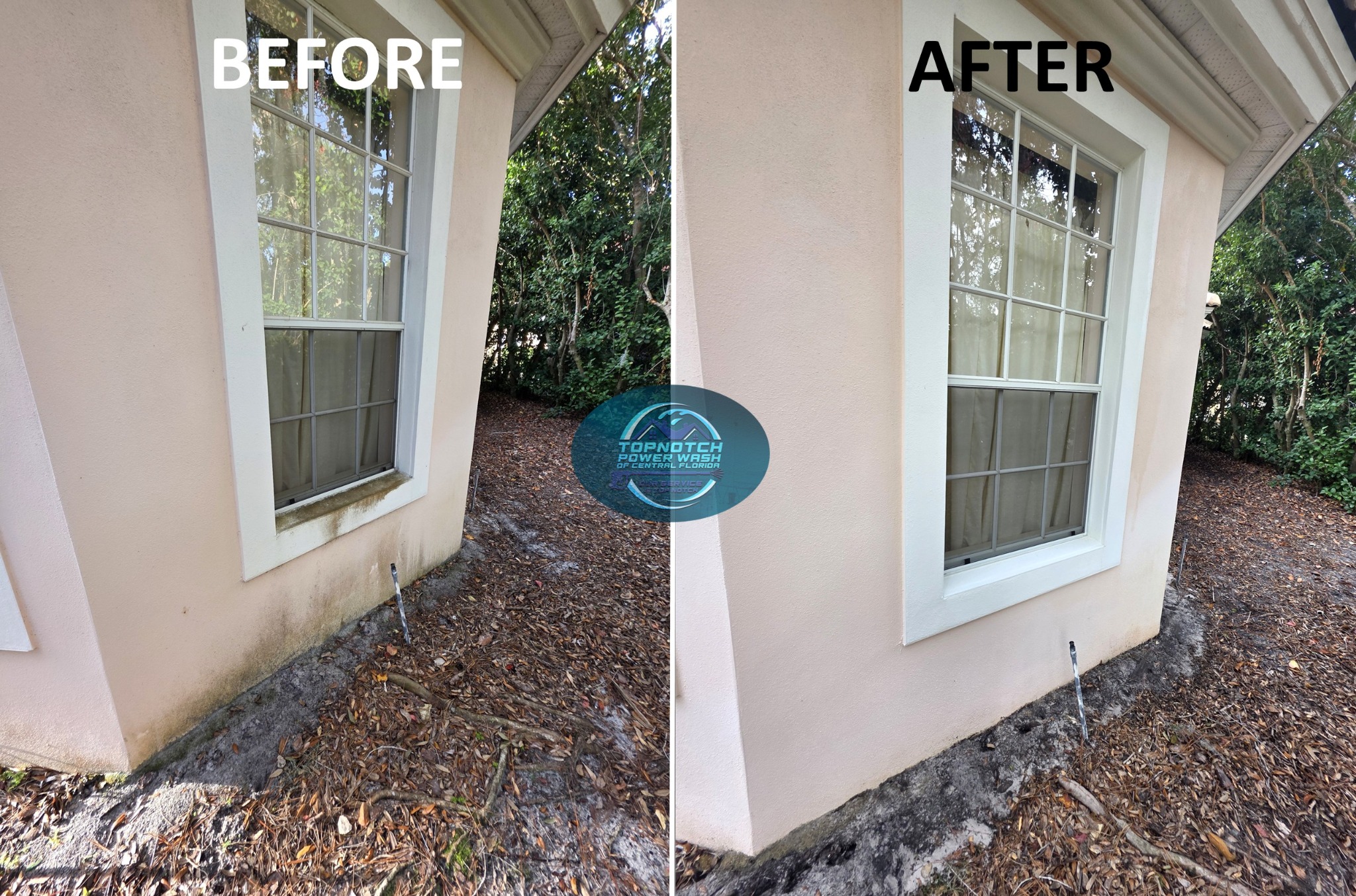 House washing before and after in Winter Springs by TopNotch Power Wash
