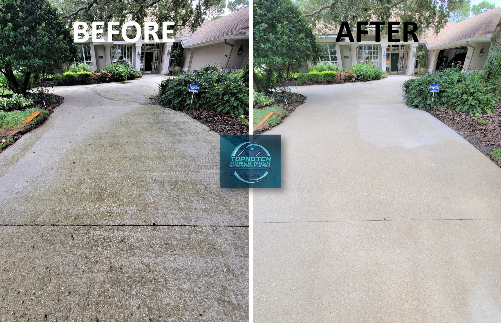Pressure washing before and after in DeBary by TopNotch Power Wash
