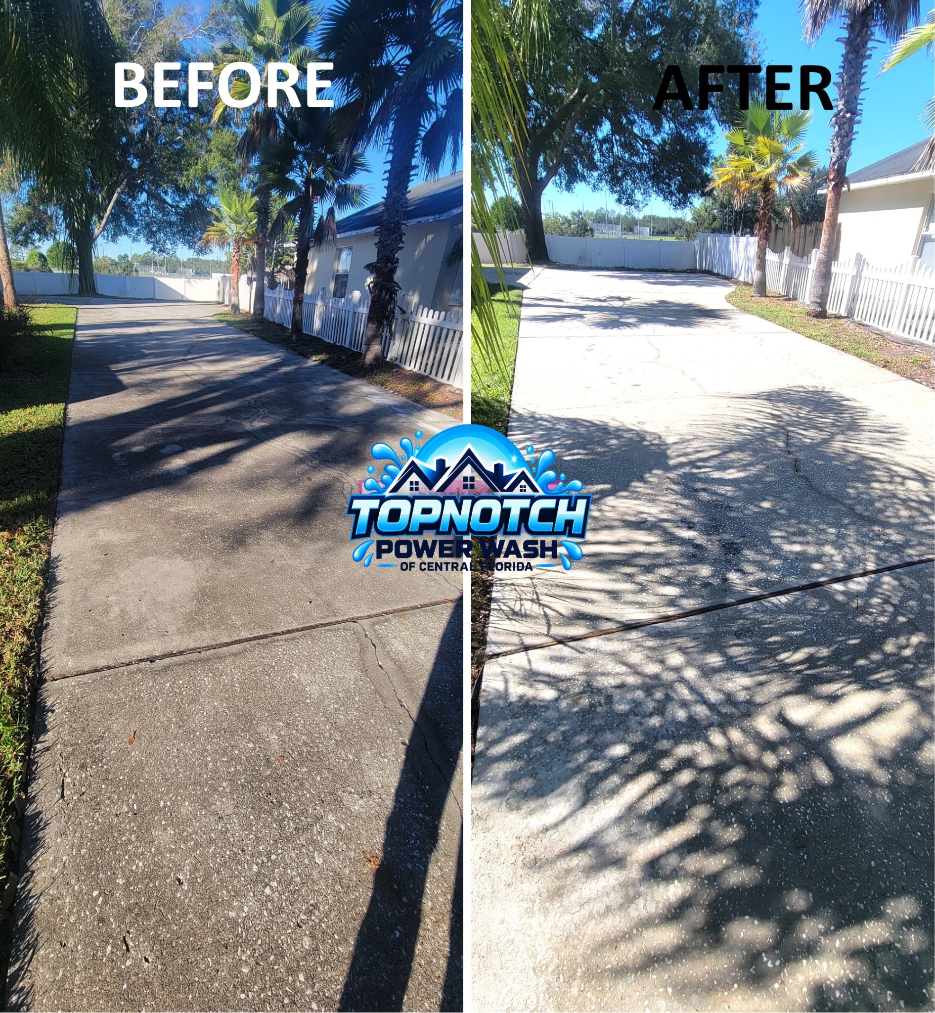 Pressure washing before and after in Apopka by TopNotch Power Wash