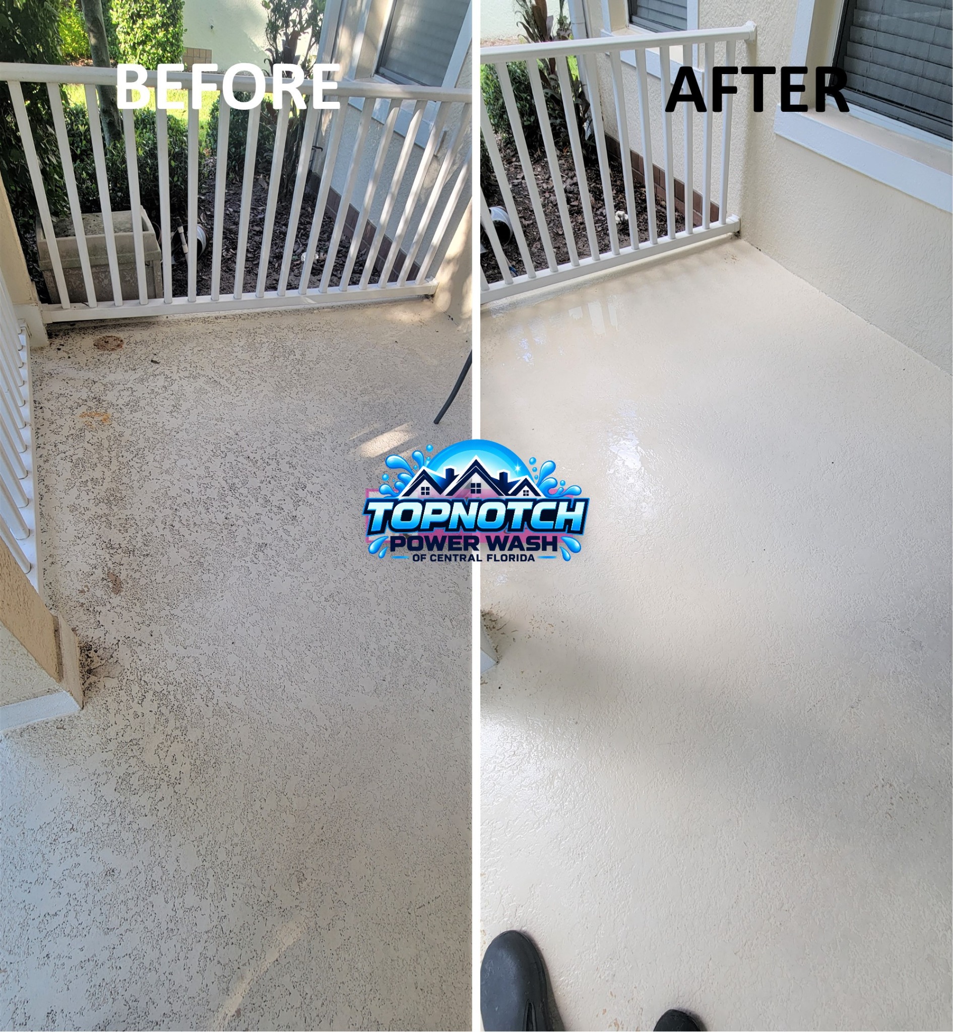 Pressure washing before and after in Windermere by TopNotch Power Wash