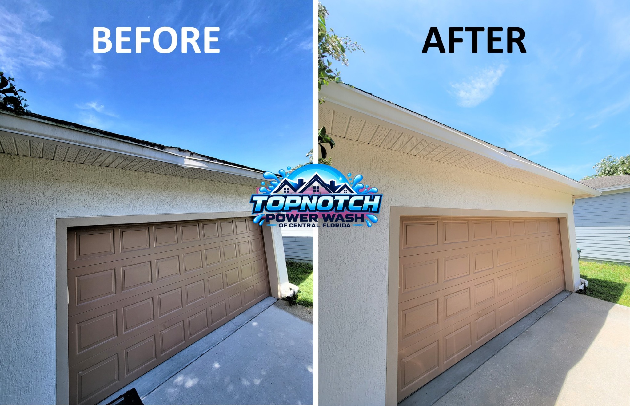 House washing before and after in Windermere by TopNotch Power Wash